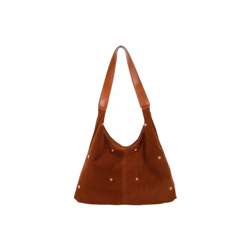 Dusen Kangaroo Velour Shoulder Bag Women's Black/Red/Beige/Coffee/Brown-19