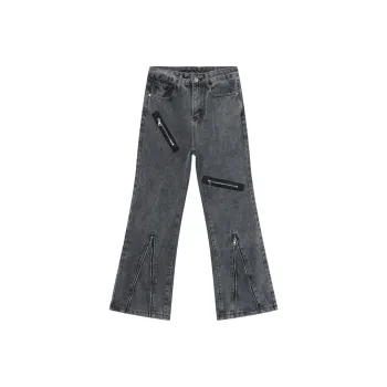 Voguo Relay New For Spring/Summer 2024 Slimming Bootcut Jeans Unisex Black Gray Color