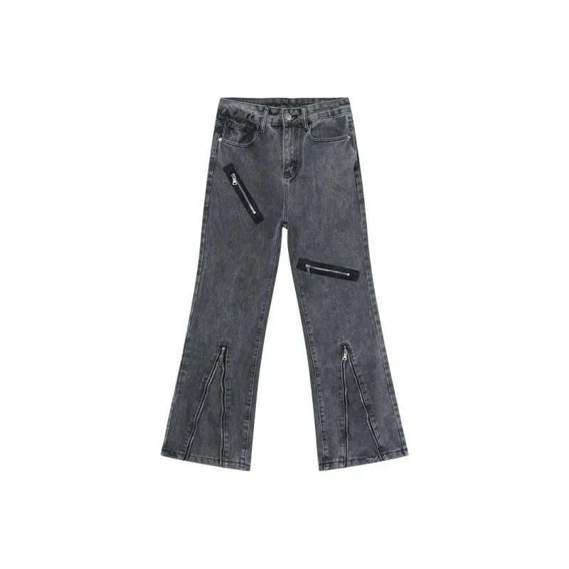 Voguo Relay New For Spring/Summer 2024 Slimming Bootcut Jeans Unisex Black Gray Color-0