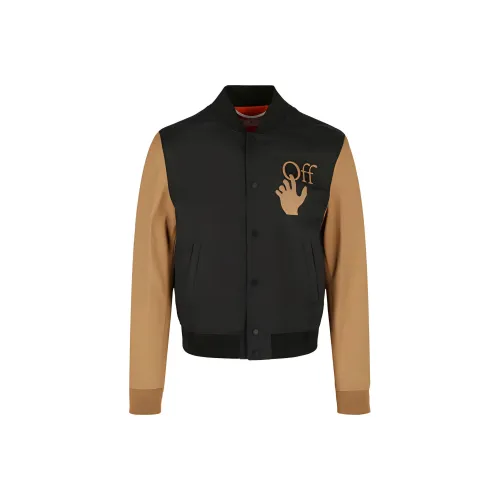 OFF WHITE Hand Off Leather Varsity Jacket