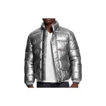 GUESS Lunar Puffer Jacket Jackets Coats Men's Silver