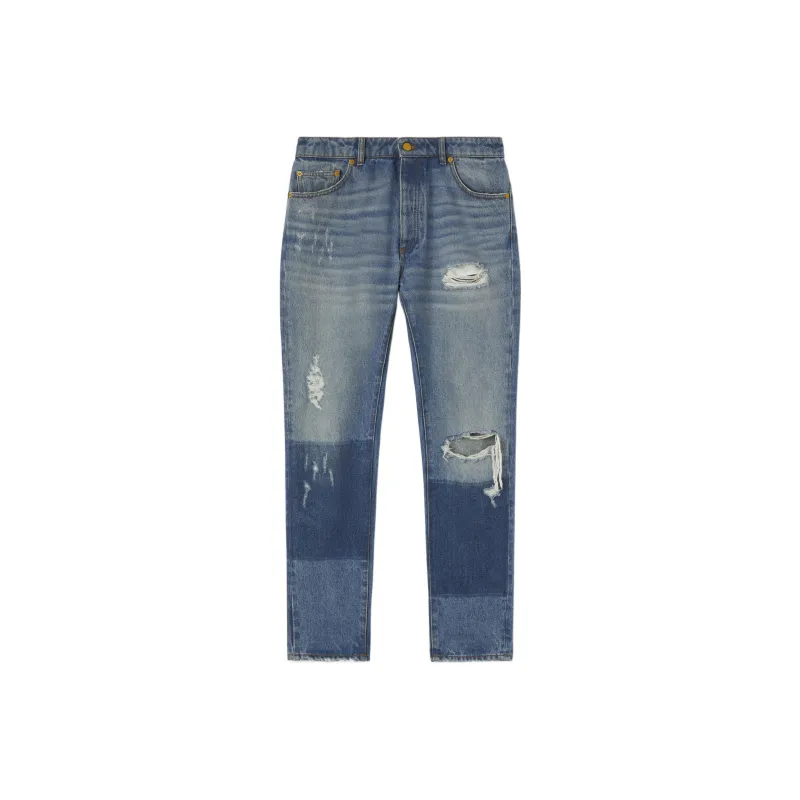 PALM ANGELS X Moncler Distressed Straight leg Jeans-0