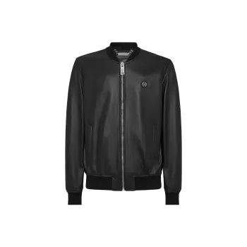 PHILIPP PLEIN Pp Hexagon Patch Zipped Bomber Jacket
