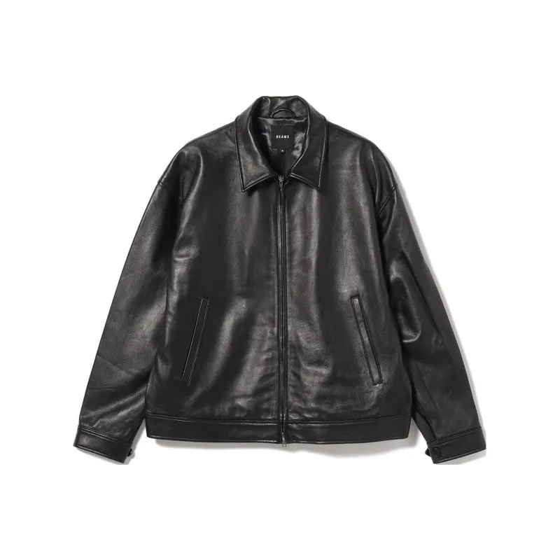 Beams Leather Jackets Unisex Black-0