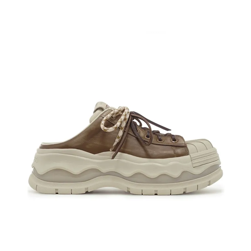 VITTORIO VENTURA Low Top Open Heel Skateboard Shoes Women's Brown-1