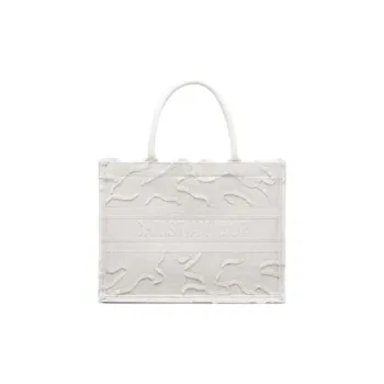 DIOR BookTote Canvas Canvas Bag Tote Bag Shopping Bag Handbag Small Size Women's White