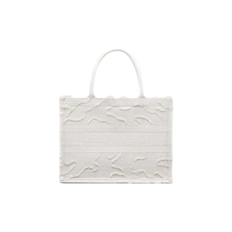 DIOR BookTote Canvas Canvas Bag Tote Bag Shopping Bag Handbag Small Size Women's White-0