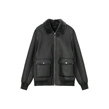 DAVID NAMAN Leather Jackets Men Gray