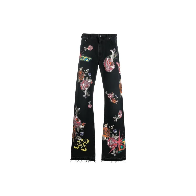 OFF-WHITE Arrows-motif Floral Print Jeans-0