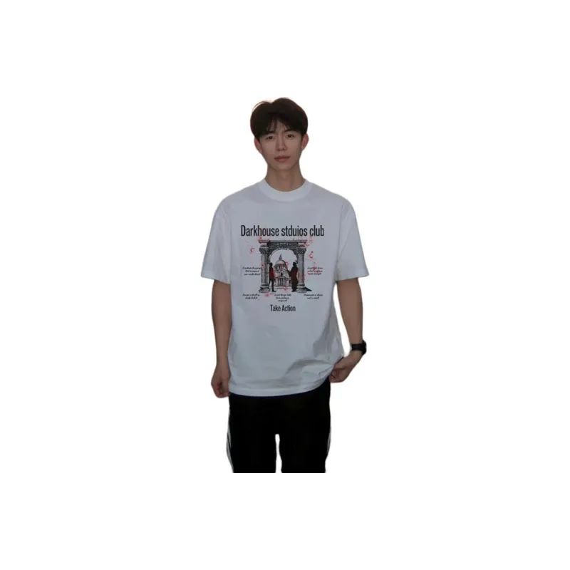 DARK HORSE Men's Summer 100% Cotton Heavyweight Loose Fit Half Sleeve T Shirt Unisex-0