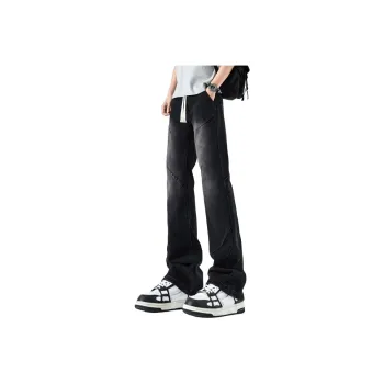 HOKLV Jeans Unisex Distressed White Black
