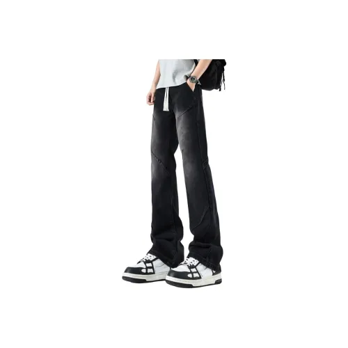 HOKLV Jeans Unisex Distressed White Black