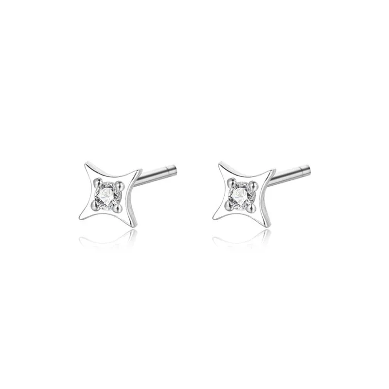 KwOnline S925 Silver Stud Earrings Women's-0
