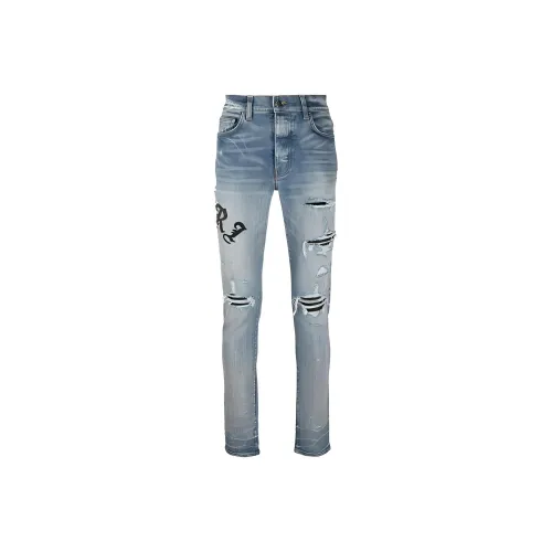 AMIRI Music Note Distressed Skinny handbag jeans