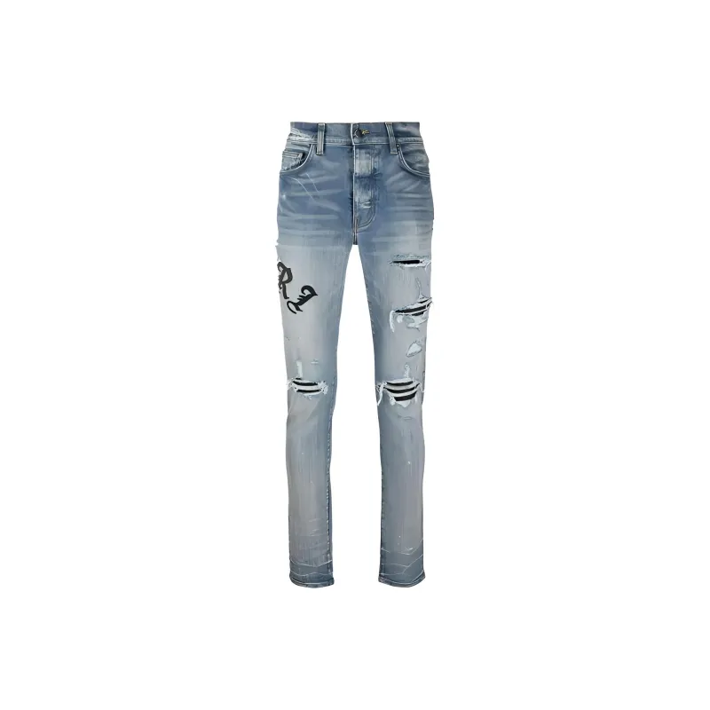 AMIRI Music Note Distressed Skinny Jeans-0