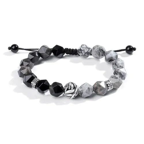 Kevni Natural Obsidian YINCHIE Reconstructed Cinnabar Bracelets Womens