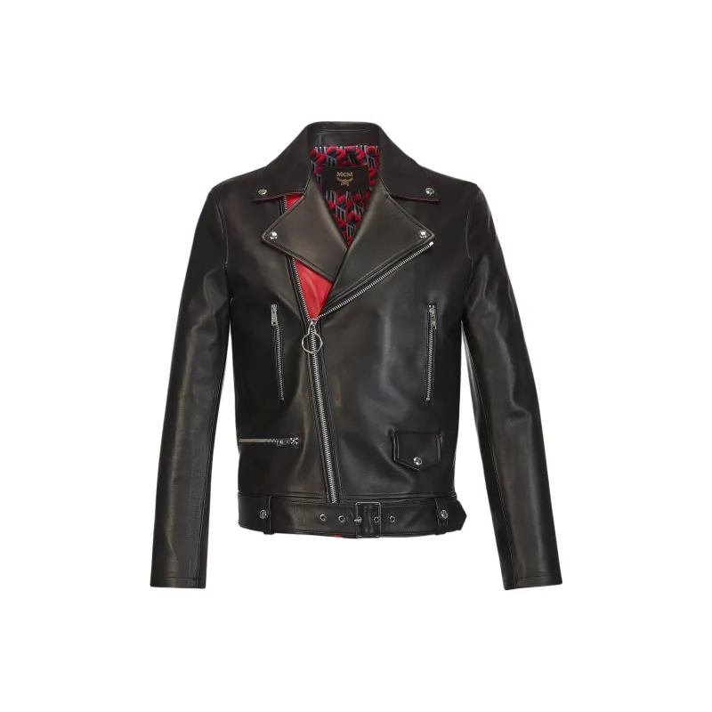 MCM Leather Jackets Men Black-0