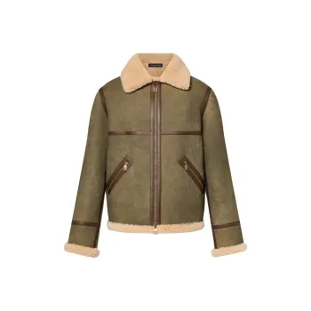 LOUIS VUITTON SS24 Leather Jacket Men's Olive Green