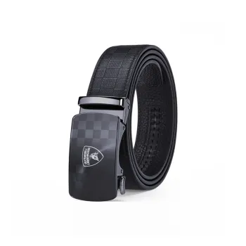 Automobili Lamborghini Cow Leather Belts Men's Width 3.5cm