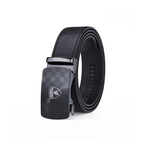 Automobili Lamborghini Cow Leather Belts Men's Width 3.5cm