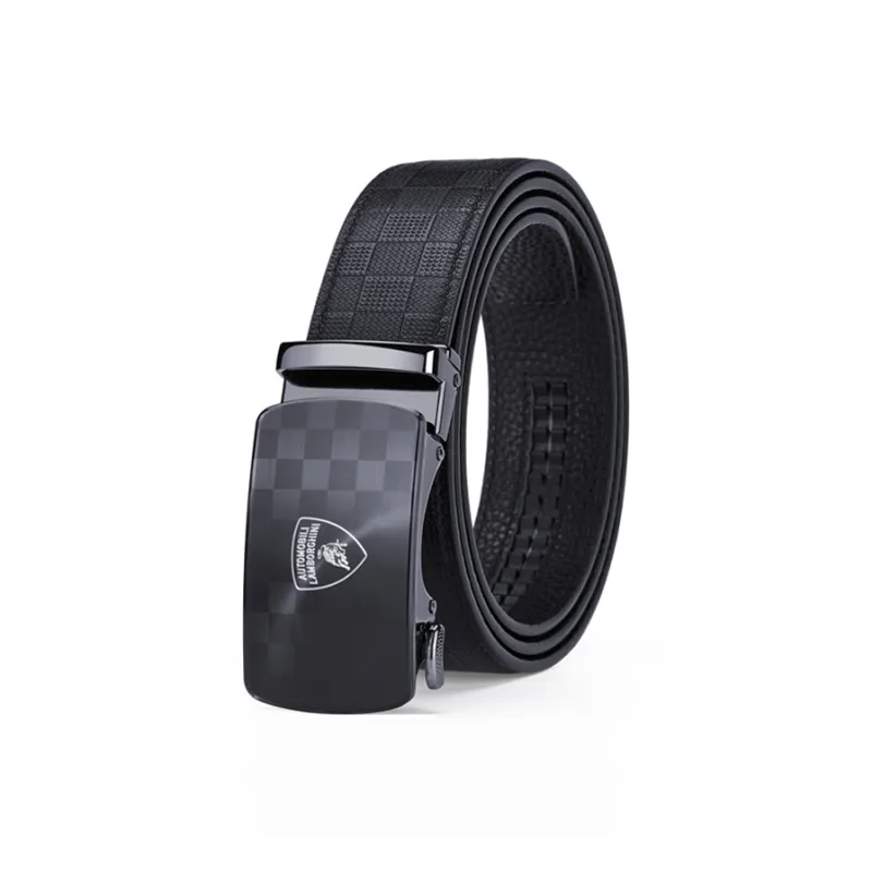 Automobili Lamborghini Cow Leather Belts Men's Width 3.5cm-0