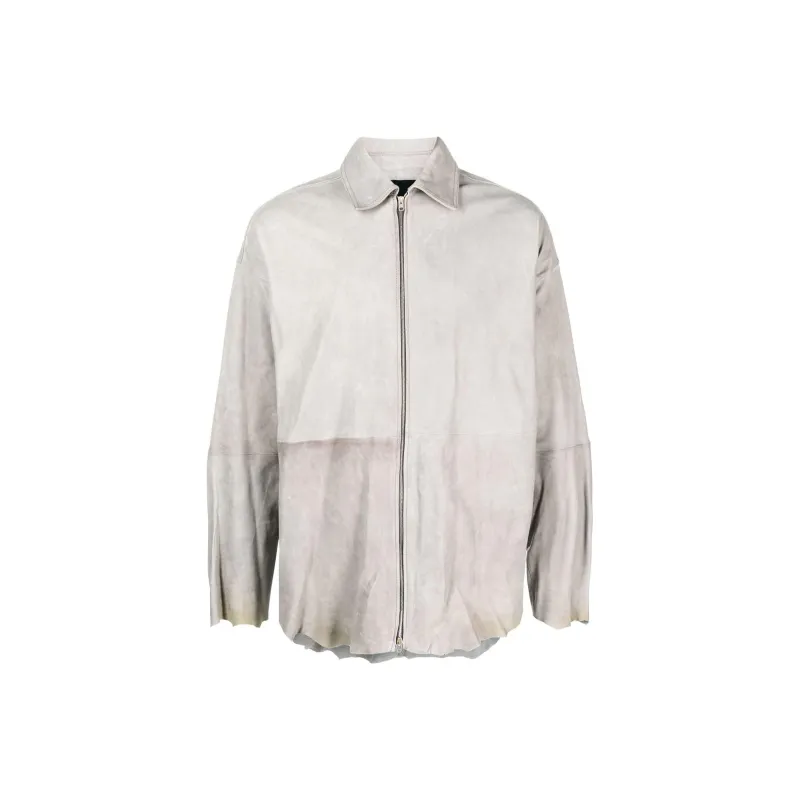 DIESEL Leather Jackets Men Light Gray-0