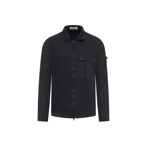 STONE ISLAND Long Sleeved Zip Up Shirt