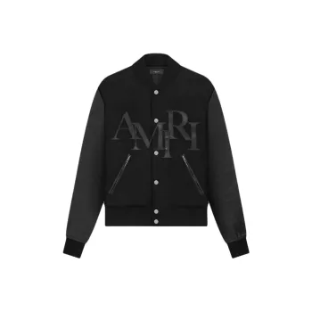 AMIRI Staggered Logo Button-Up Varsity Jacket