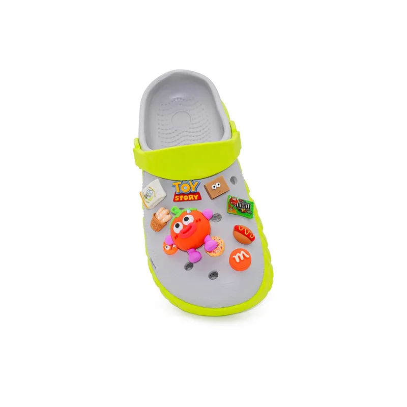 OUBT Cartoon Happiness Tomato, Dopamine Style Clogs Unisex Gray Green-4
