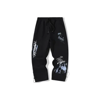 LAMLICKA Straight Thickened Sports Pants Unisex Black