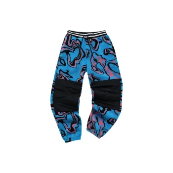 FILA FUSION Marcelo Burlon Collaboration Collection Knitted Sports Pants Men's Blue Leopard Print