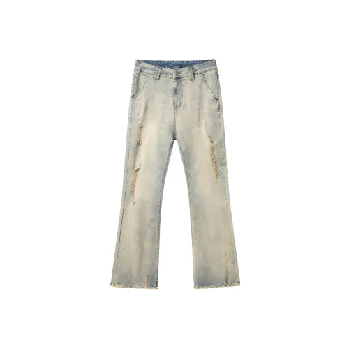 XINYINSU Jeans Unisex Yellow Mud