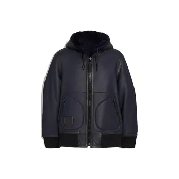 COACH Leather Jackets Men Navy