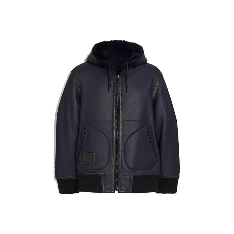 COACH Leather Jackets Men Navy-0