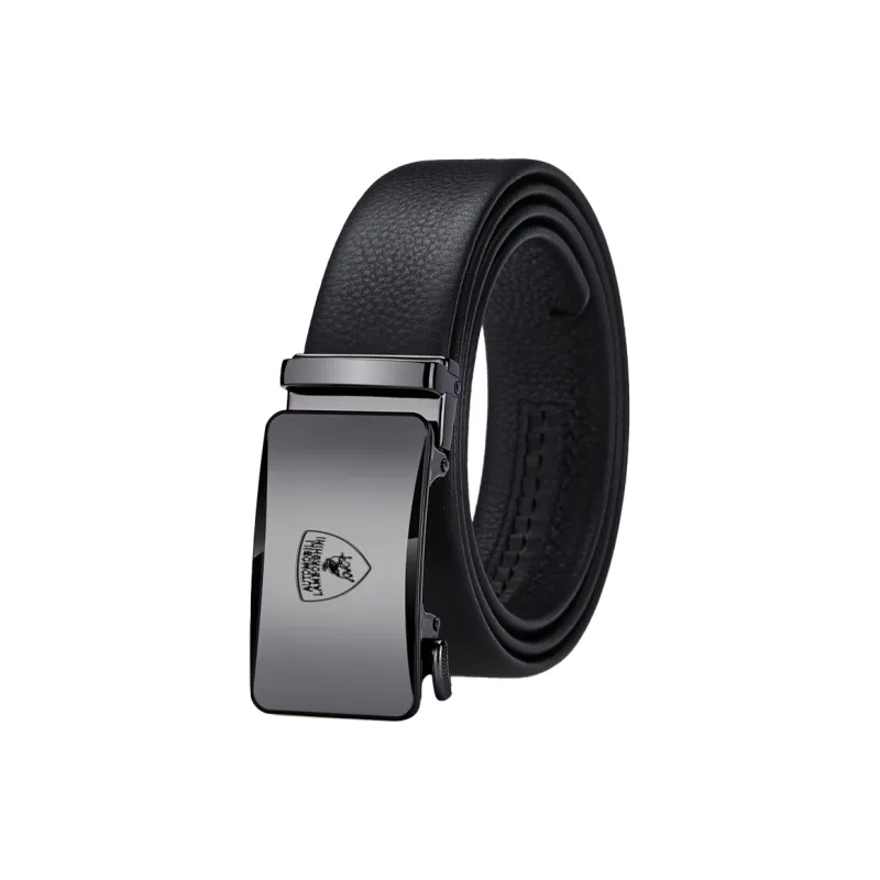 Automobili Lamborghini Cow Leather Automatic Buckle Belt, Premium Elegance Belt Men's Gunmetal Width 3.5cm Gift Box Set-7