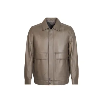 ANDREW MACKENZIE Leather Jacket Men's Gray