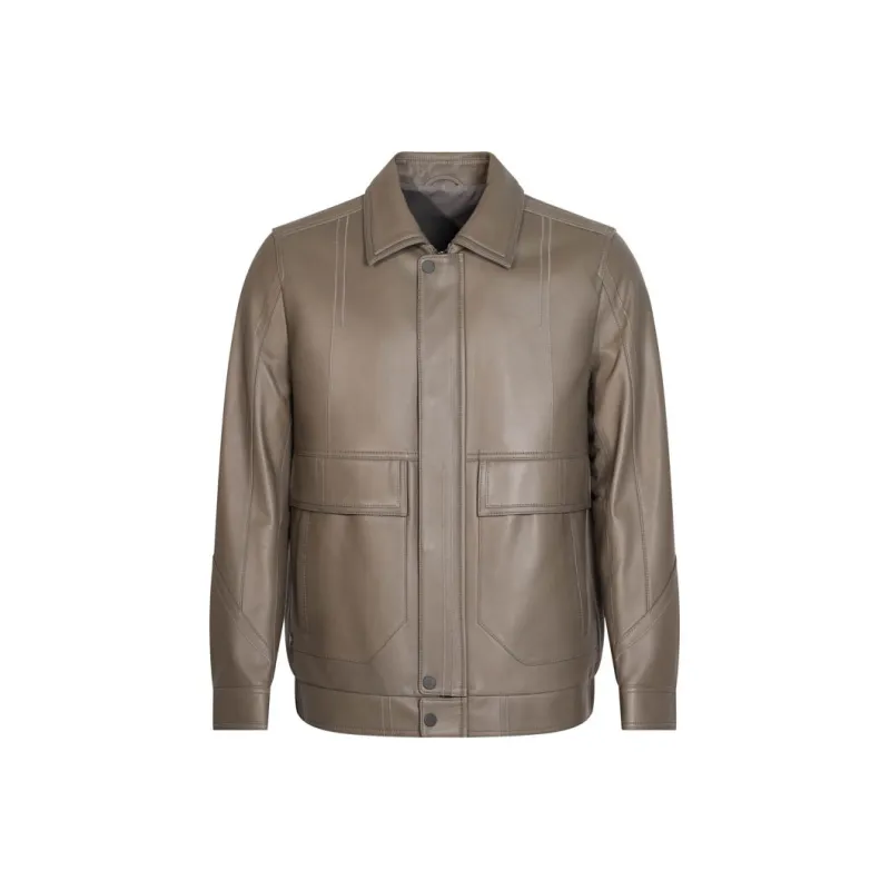 ANDREW MACKENZIE Leather Jacket Men's Gray-0