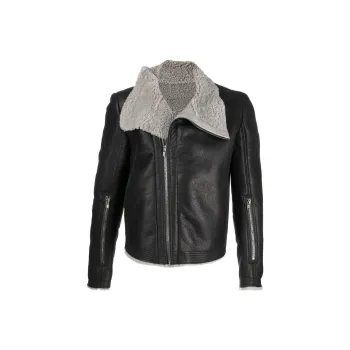RICK OWENS Leather Jackets Men Black