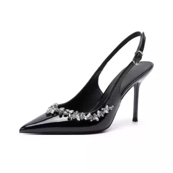 HKCP Slim Heel High Heels 8cm Women's Black