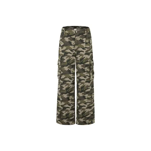 COUNTRY MOMENT Casual Pants Unisex Army Green Camouflage