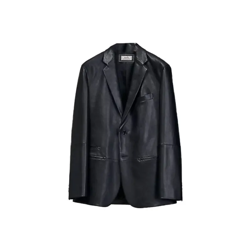 HERMES SS23 Leather Jacket Men's Black-0