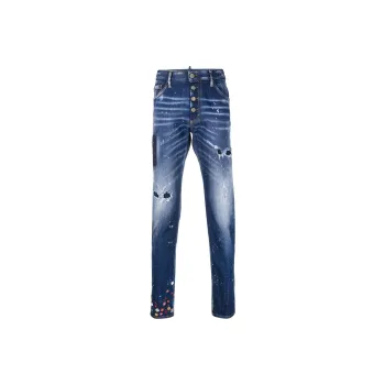 DSQUARED 2 Floral Embroidered Distressed Slim Fit Jeans