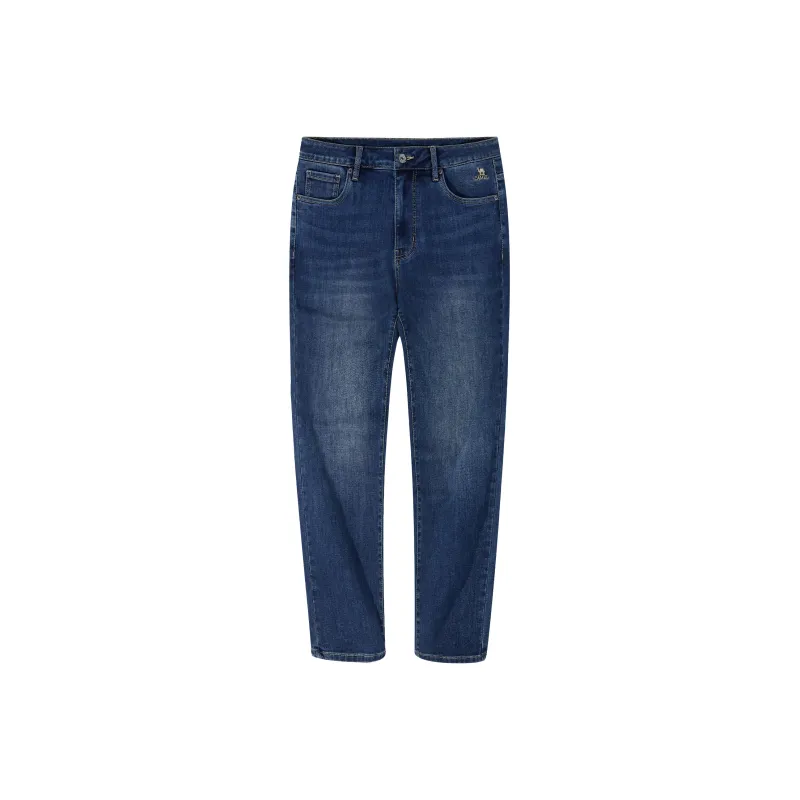 CAMEL Fleece Lined Warm Stretch Washable Casual Long Soft Skin Friendly Versatile Jeans Men's-5