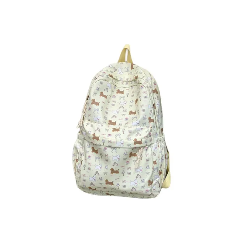 H YXIANG Nylon Backpack Regular Women's Floral Puppy-0