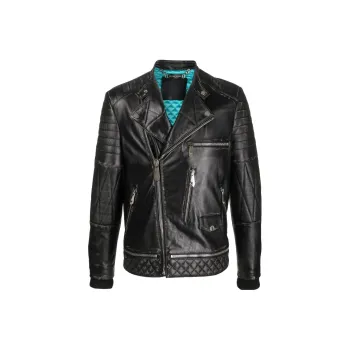 PHILIPP PLEIN Logo plaque Leather Biker Jacket