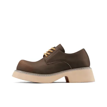 HANQIAORIJI Black Blood Series Abrasion Resistant Height Increasing Low Top Casual Shoes Unisex Dark Brown