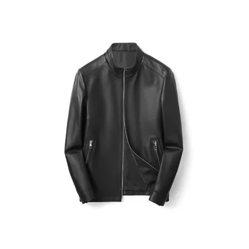 SINBOS Leather Jacket Men's Black