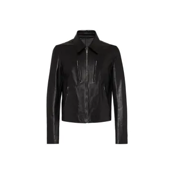 Ferragamo Leather Jackets Men Black