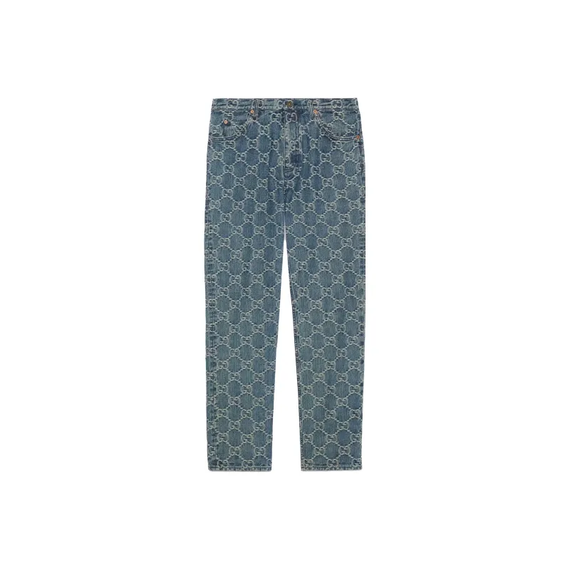 GUCCI GG jacquard Mid rise Straight leg Jeans-0