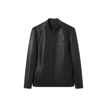 SEVEN Genuine Leather Sheepskin Leather Jacket Men's Black